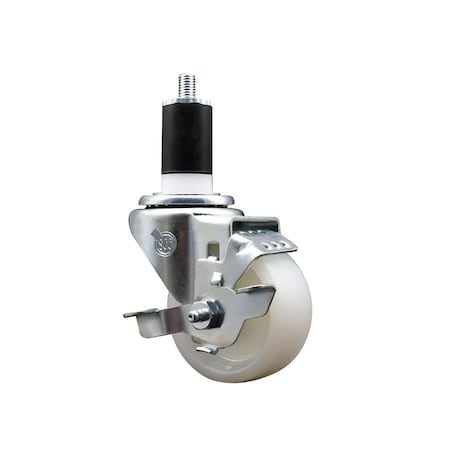 Service Caster 3'' SS Nylon Swivel 1-1/2'' Expanding Stem Caster with Brake SCC-SSEX20S314-NYS-TLB-112